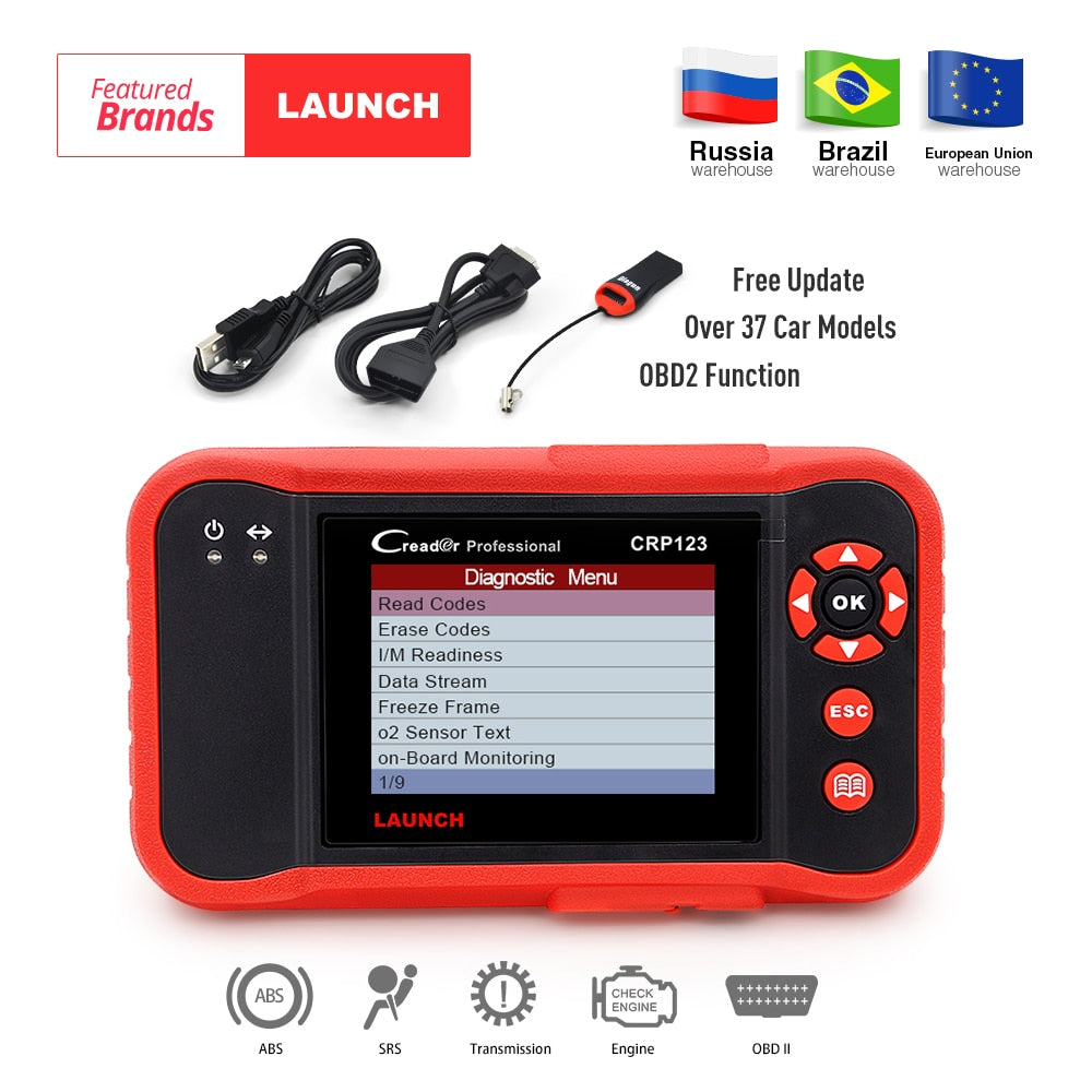 LAUNCH X431 CRP123E OBD2 Scanner Diagnostic Car Engine ABS SRS Code Reader  Tool